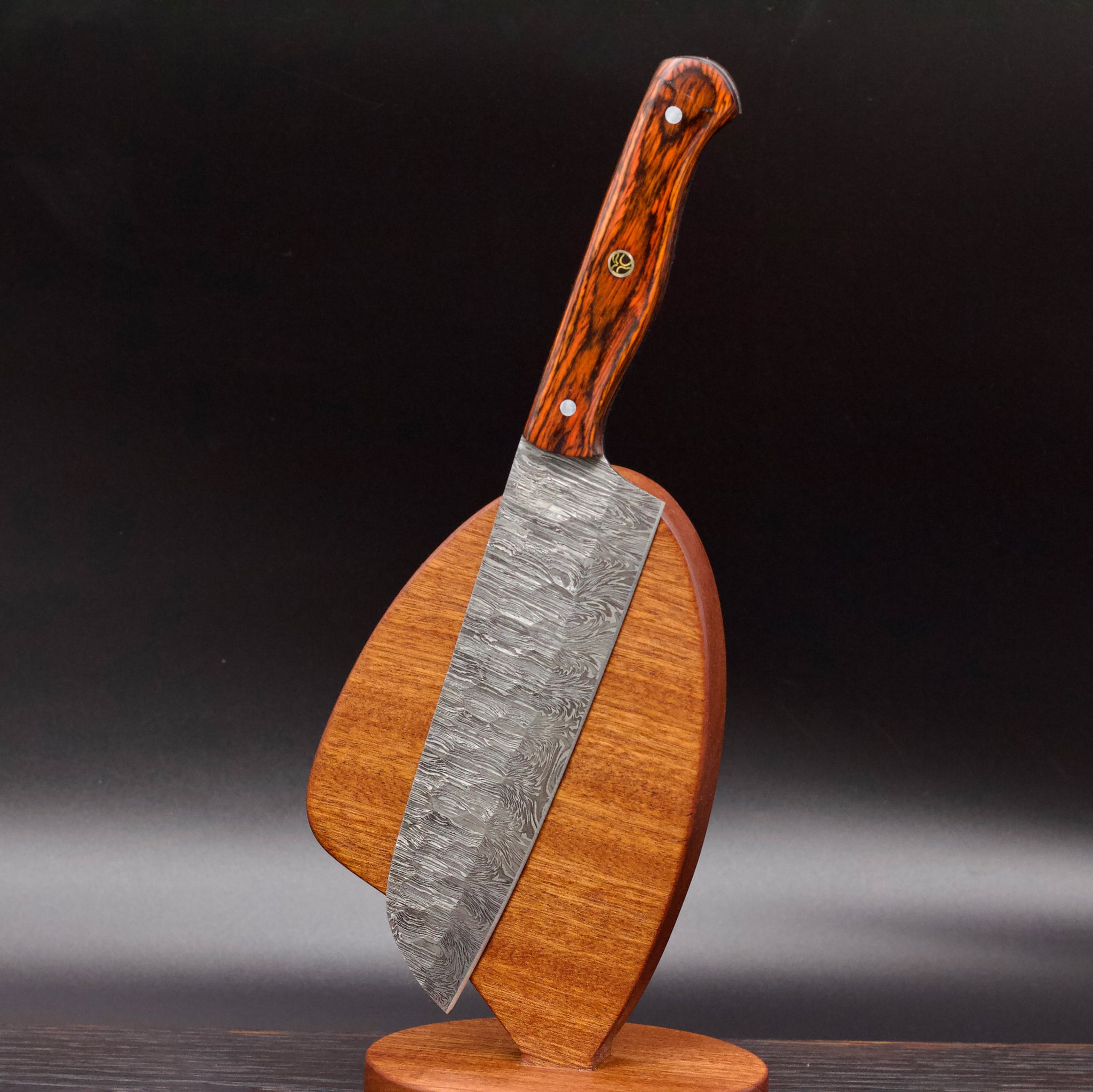 Hand Forged Damascus Chef Knife Colored wood engraved