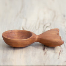 Load image into Gallery viewer, Side view of Arbor Novo cherry whale&#39;s tail wooden coffee scoop.
